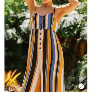 UO Tootsie Button-Down Cropped Jumpsuit